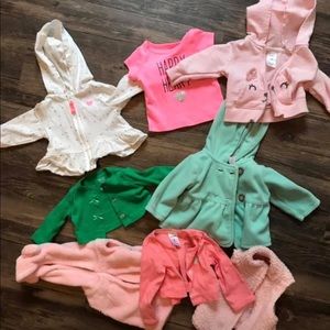 Newborn shirts, onesies and jackets lot